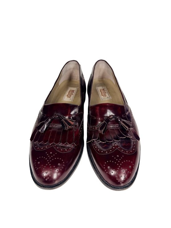Mezlan Burgundy Tassel Loafers Men’s 9.5M Wingtip Kiltie Slip On Vero Cuoio main image 8